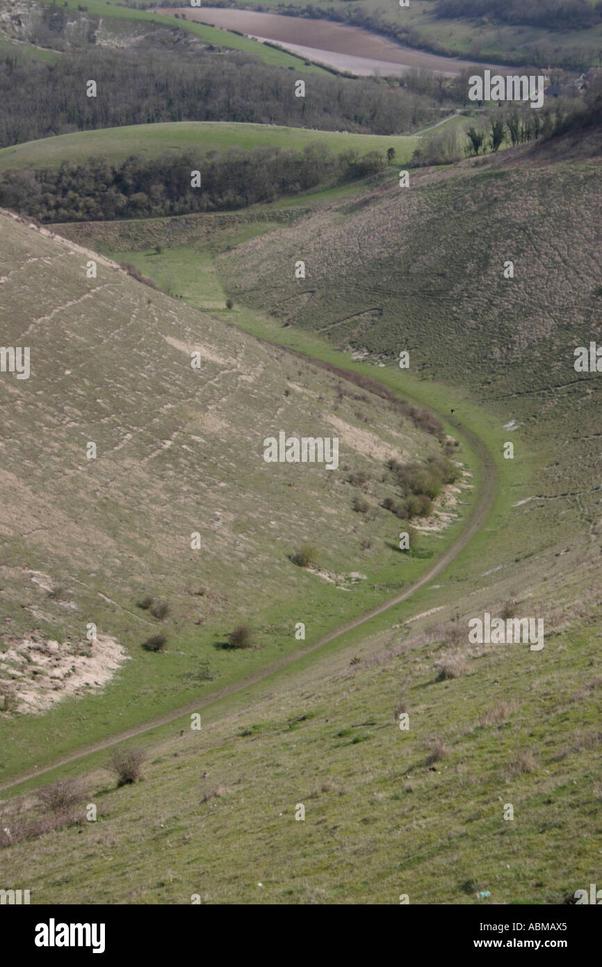 Devil s Dyke v-förmige Tal South Downs Way Sussex England uk Stockfoto