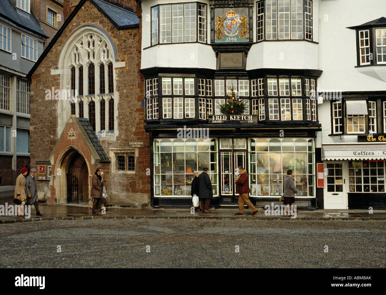 Mols Kaffee Haus von 1596, Kathedrale nahe Exeter, Devon, England. 1980 Stockfoto