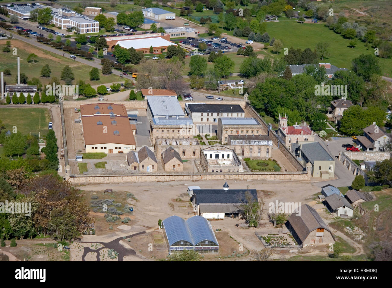 Luftaufnahme der alten Idaho Strafanstalt in Boise, Idaho Stockfoto