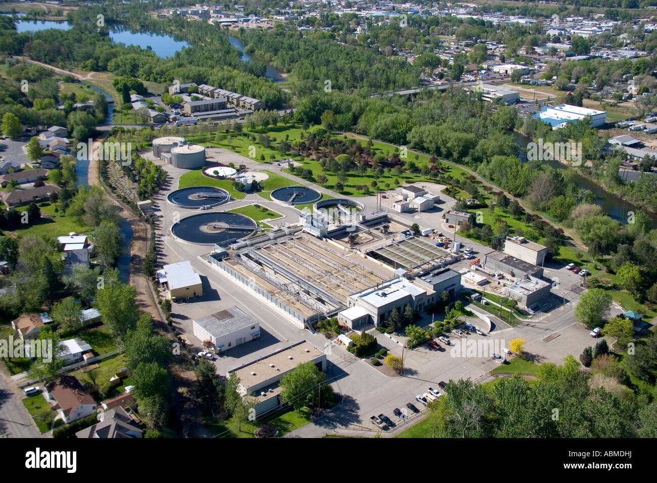 Luftbild der Kläranlage in Boise, Idaho Stockfoto