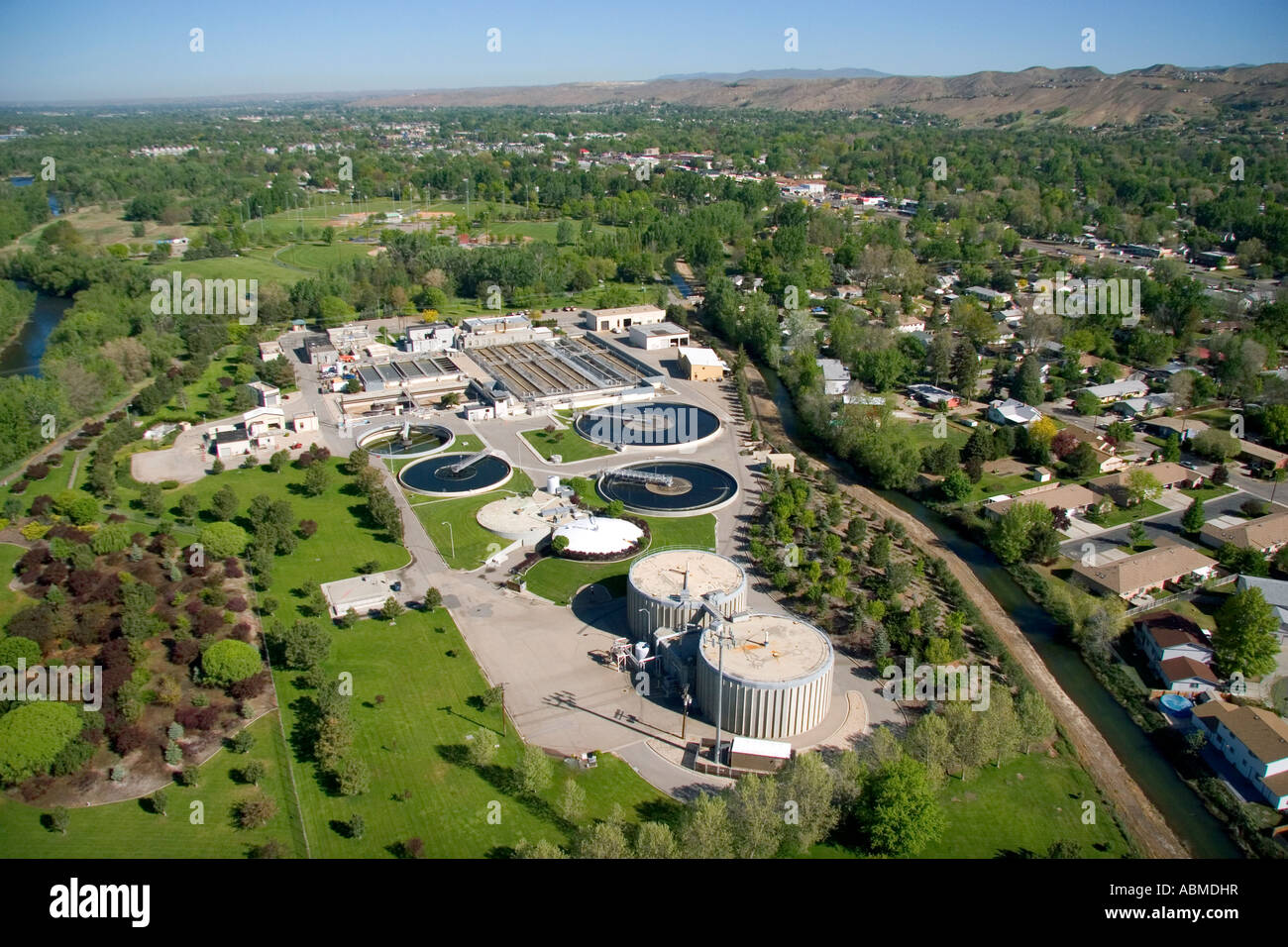 Luftbild der Kläranlage in Boise, Idaho Stockfoto