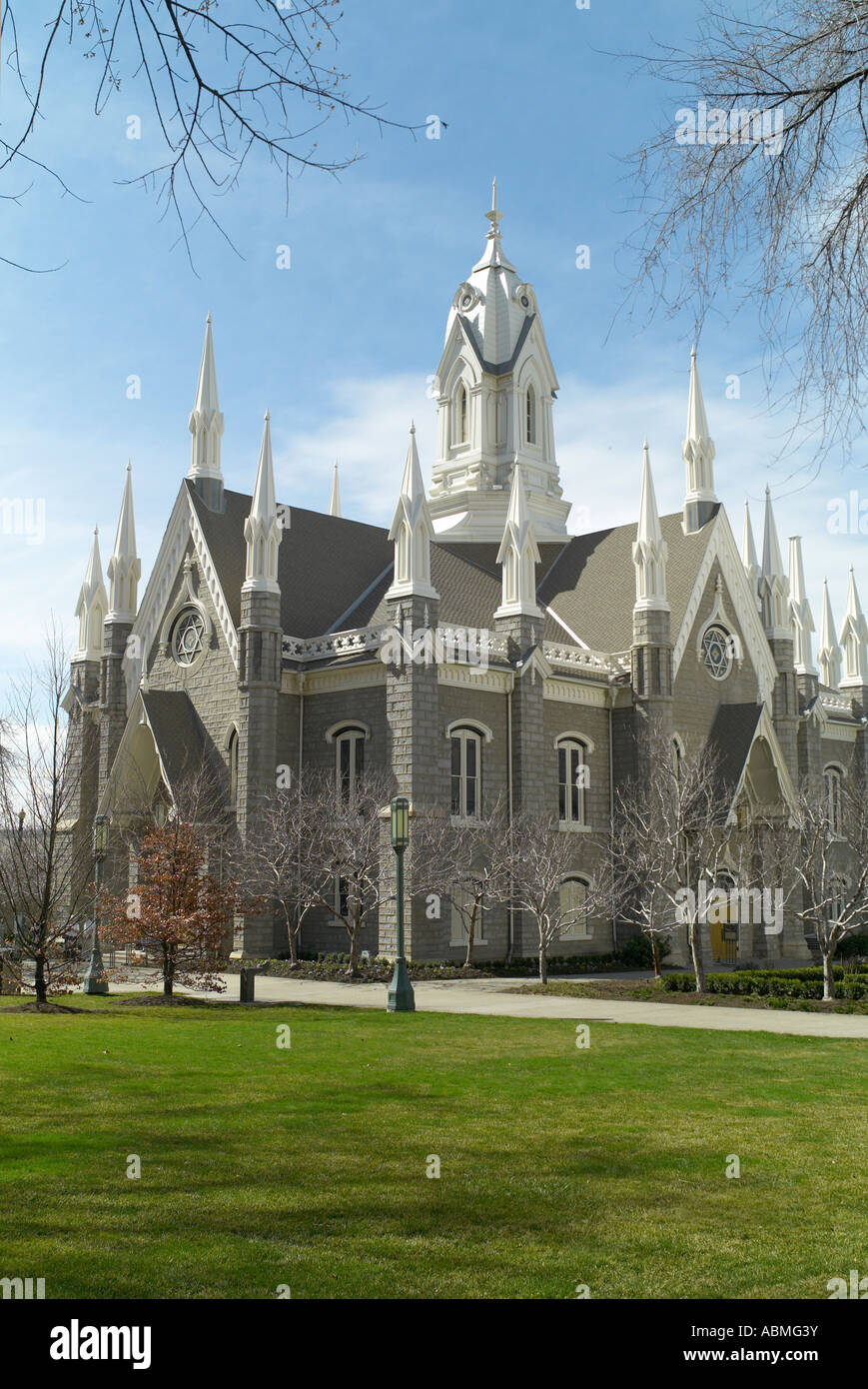 Assembly Hall auf dem Tempelplatz in Salt Lake City, Utah, USA Stockfoto