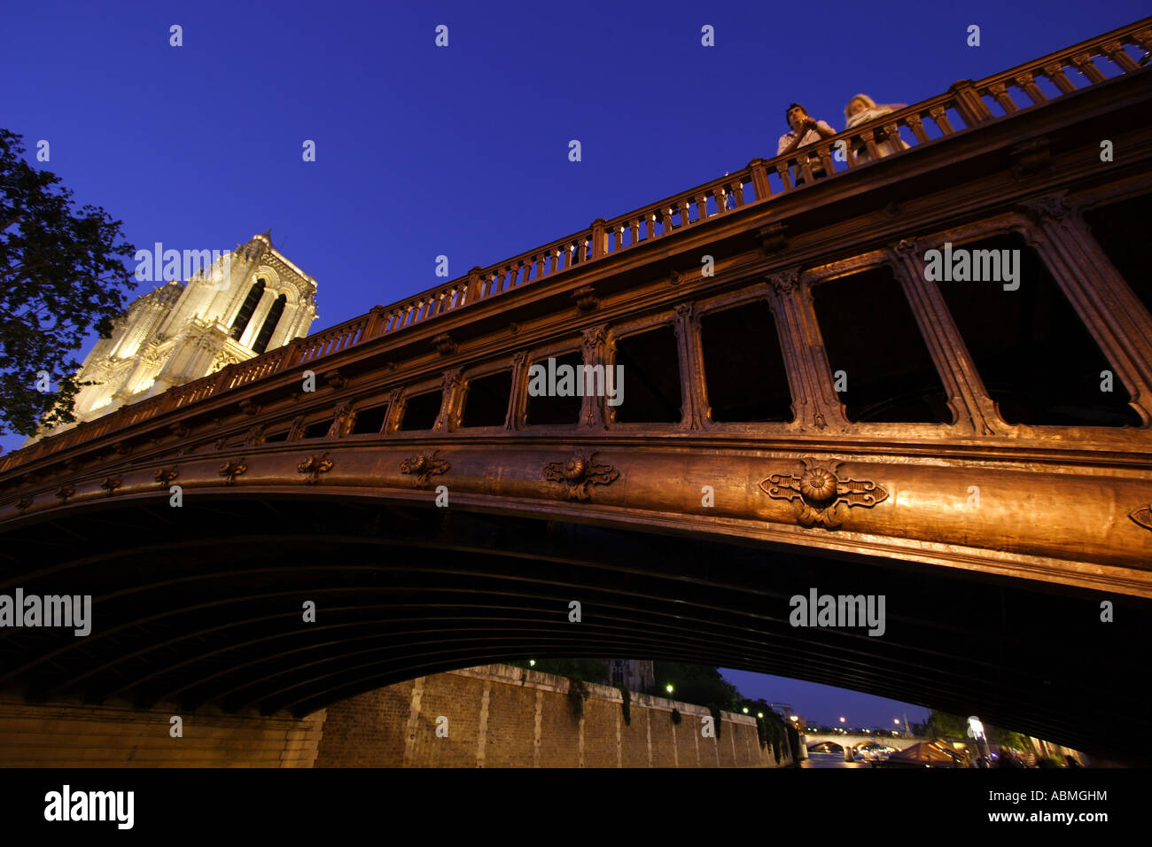 Notre Dame Kathedrale und Brücke, Paris Stockfoto