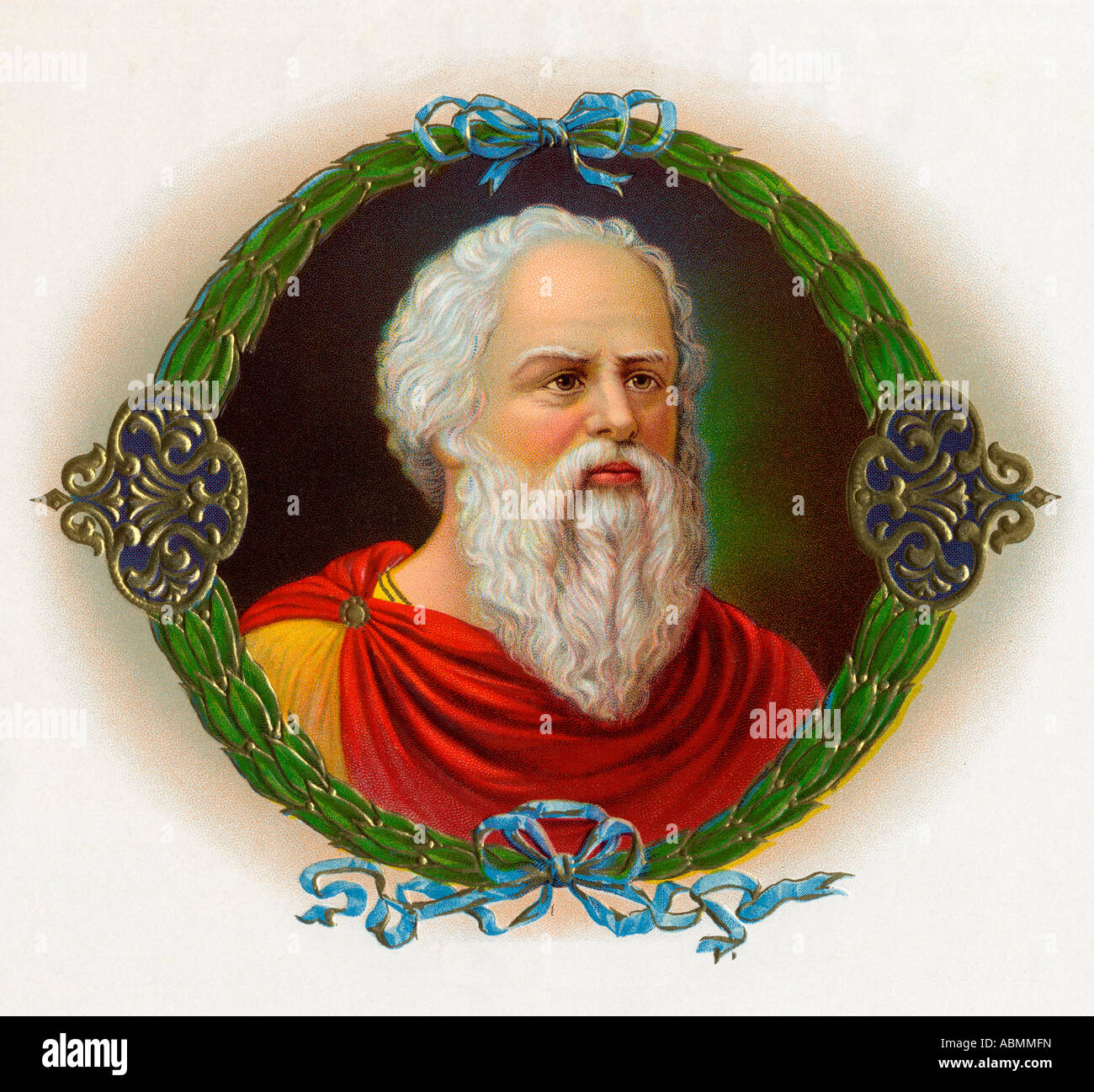 Sokrates 470 bis 399 v. Chr.. Altgriechischer Philosoph. Chromolithograph aus frühen amerikanischen zwanzigsten Jahrhundert Zigarrenbox Etikett. Stockfoto