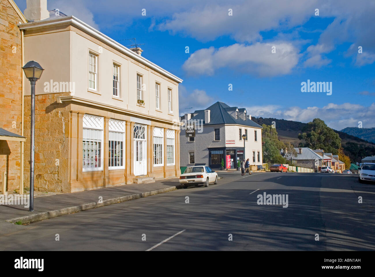 Frühe tasmanischen Gebäude in der Hauptstraße der historischen Dorf von Richmond Stockfoto