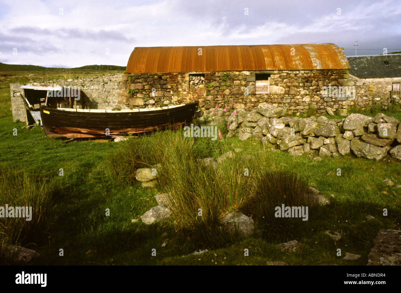 Schottland Argyll Loch Sween Kilmory Boot außerhalb remote croft Stockfoto