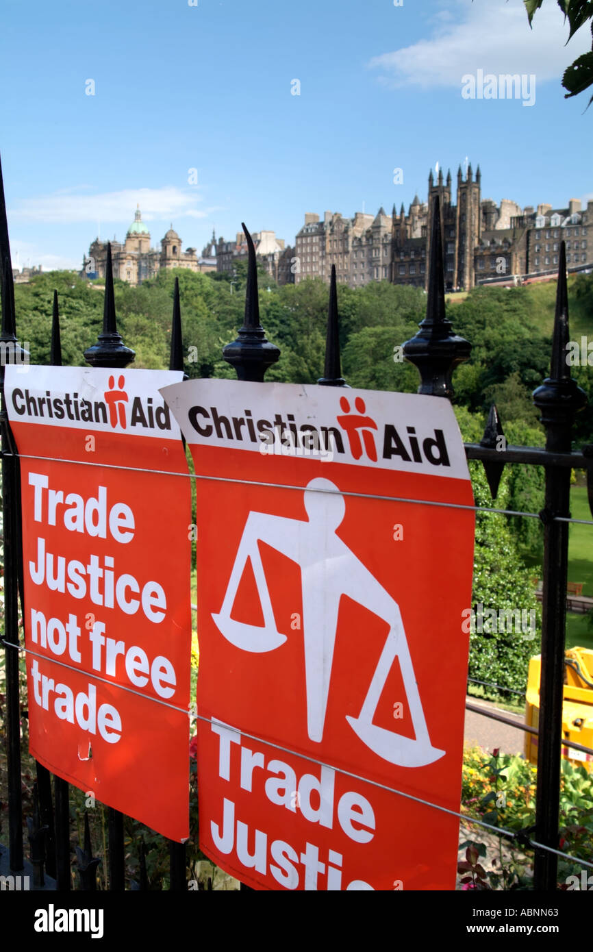 Christian Aid Poster machen Armut Geschichte Demonstration Stockfoto