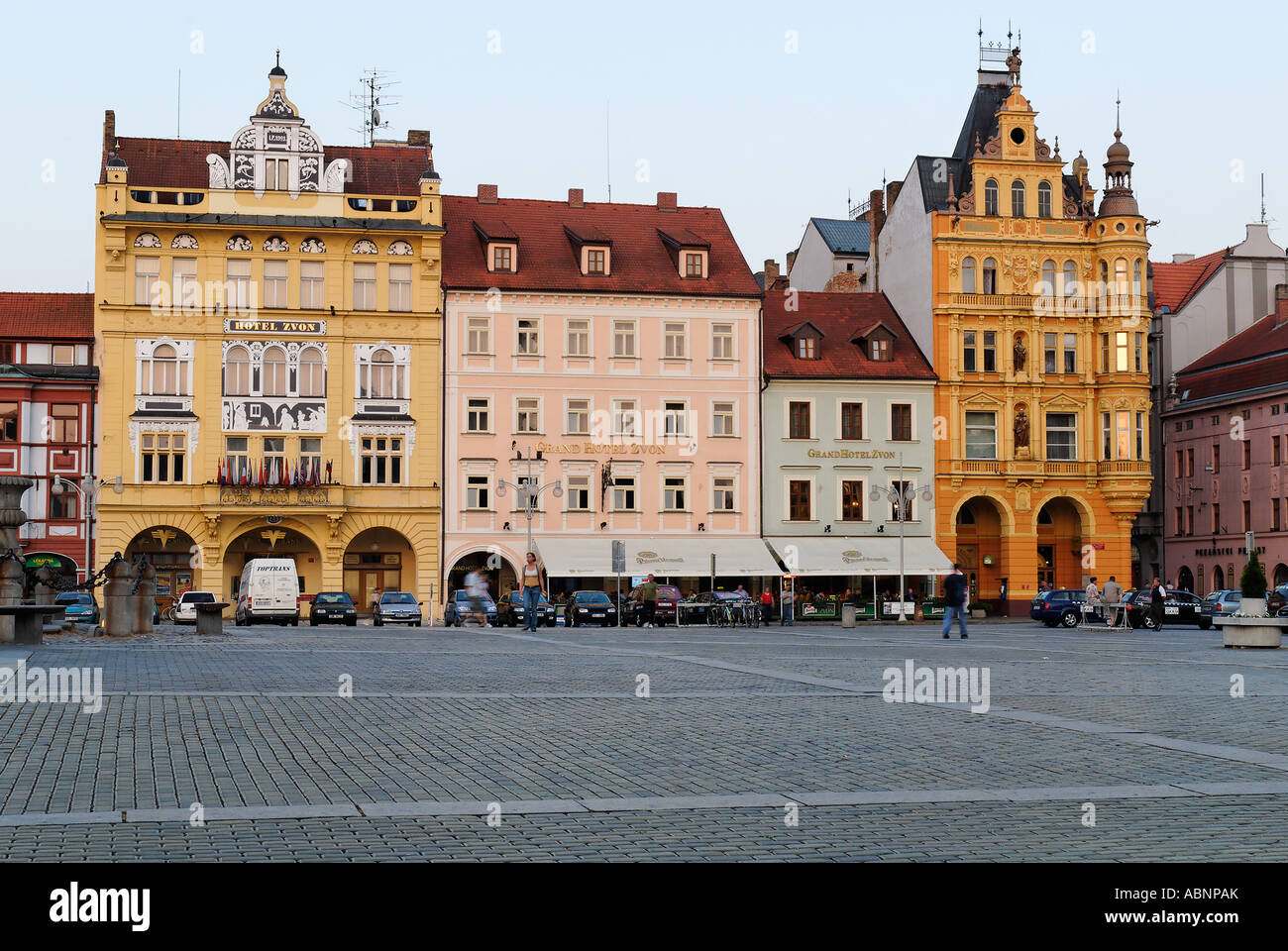 historischen alten Stadt von Budweis Budweiser Budvar Böhmen Tschechische Republik Stockfoto