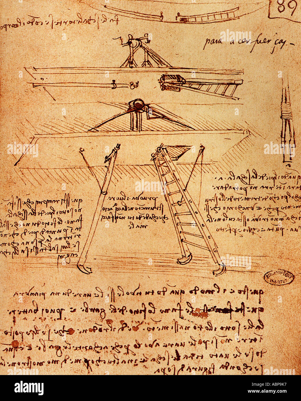 Fliegende Maschine ca. 1508 skizziert von Leonardo da Vinci 1452-1519 Stockfoto
