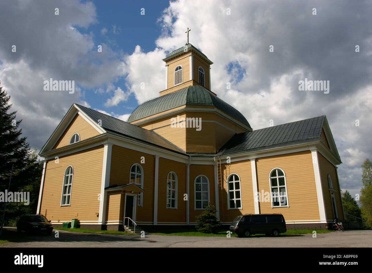 Hölzerne Kirche von Kuhmo Stockfoto