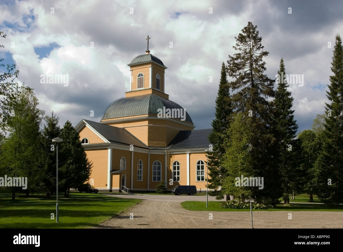 Hölzerne Kirche von Kuhmo, Finnland Stockfoto