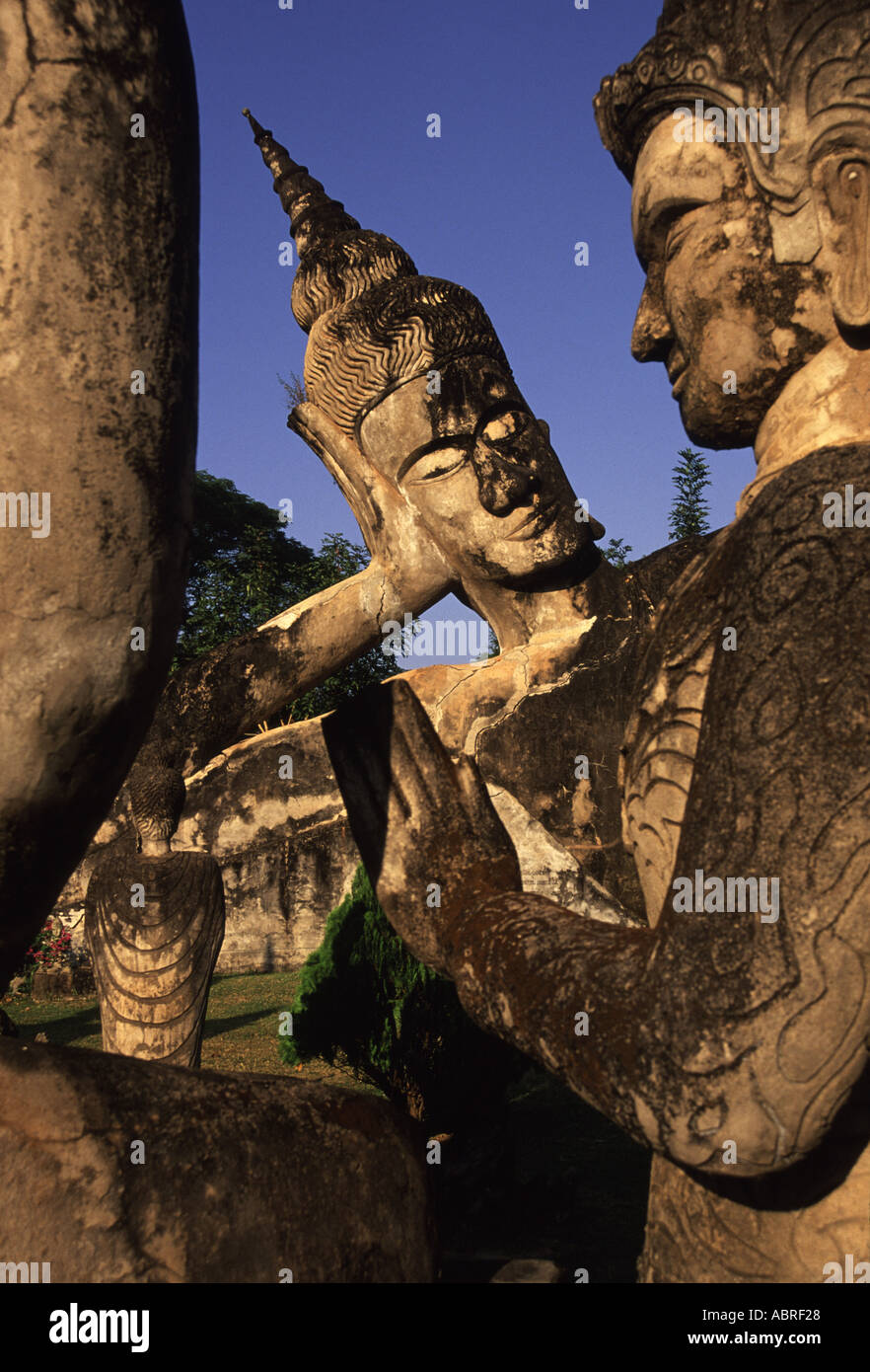 Buddhistischer Tempel Skulptur in Vientiane Laos Stockfoto