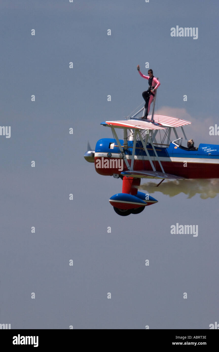 Wing Walker in Flugschau Stockfoto