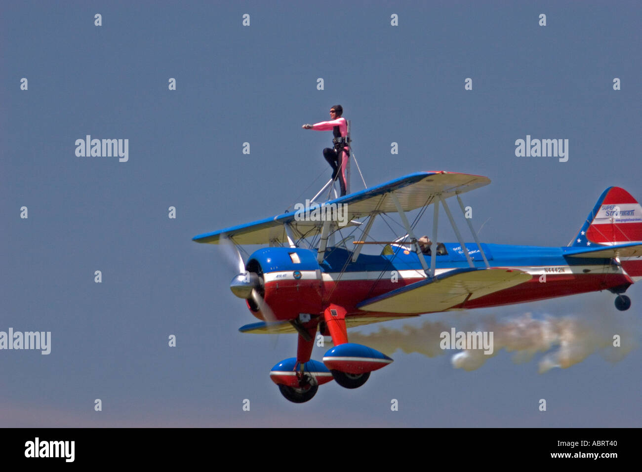 Wing Walker in Flugschau Stockfoto