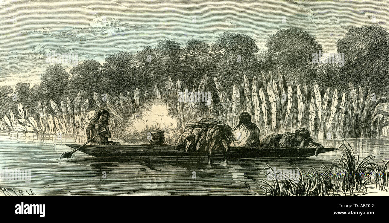 Conibo Familie Peru 19.Jahrhundert Stockfoto