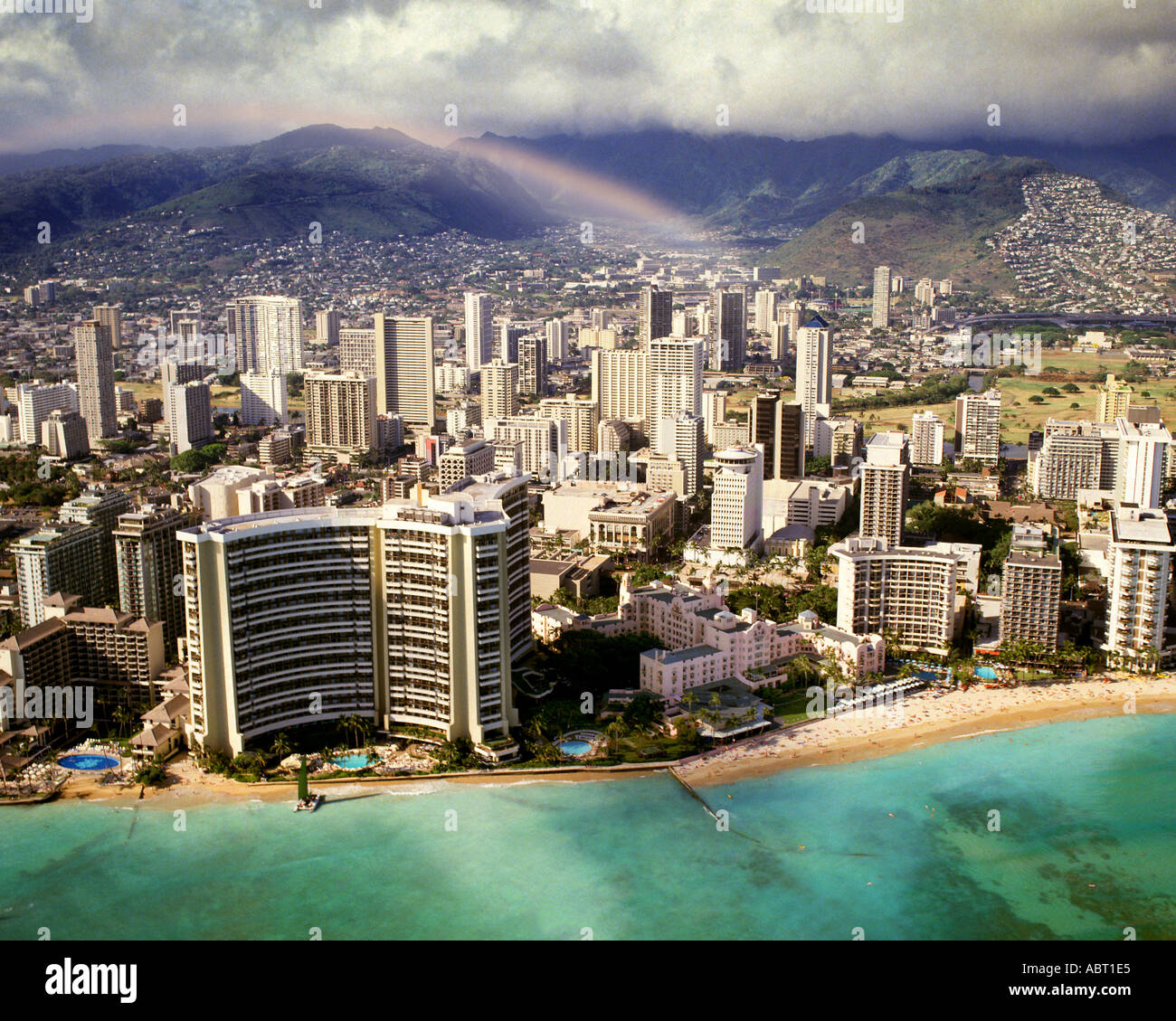 USA - HAWAII: Waikiki aus der Luft Stockfoto