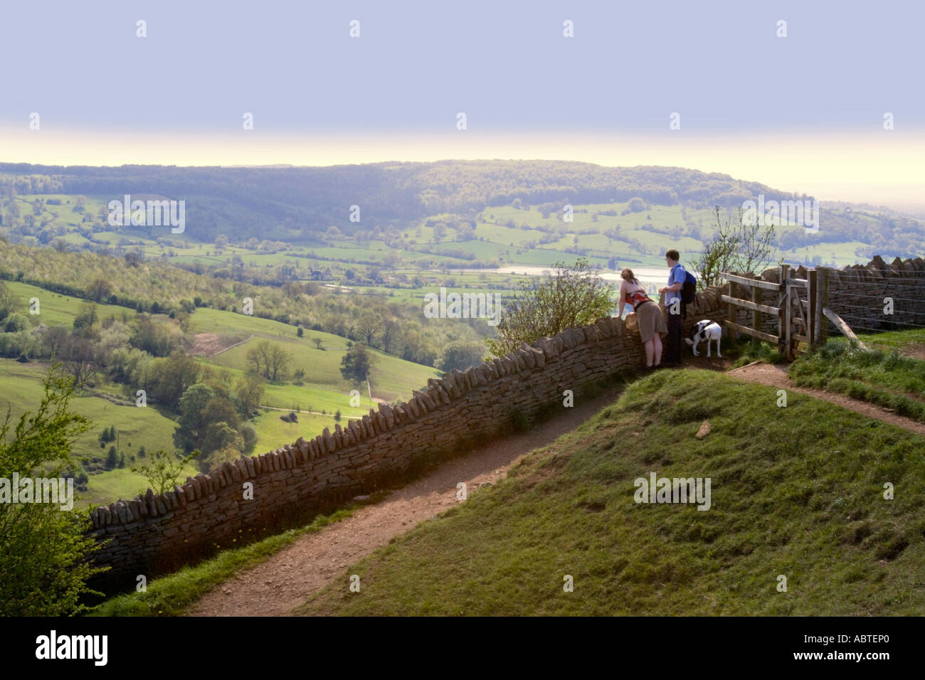 Aussicht vom Crickley Hill Country Park in der Nähe von Gloucester und Cheltenham Website der neolithischen Eisenzeit Burgberg Gloucestershire Stockfoto