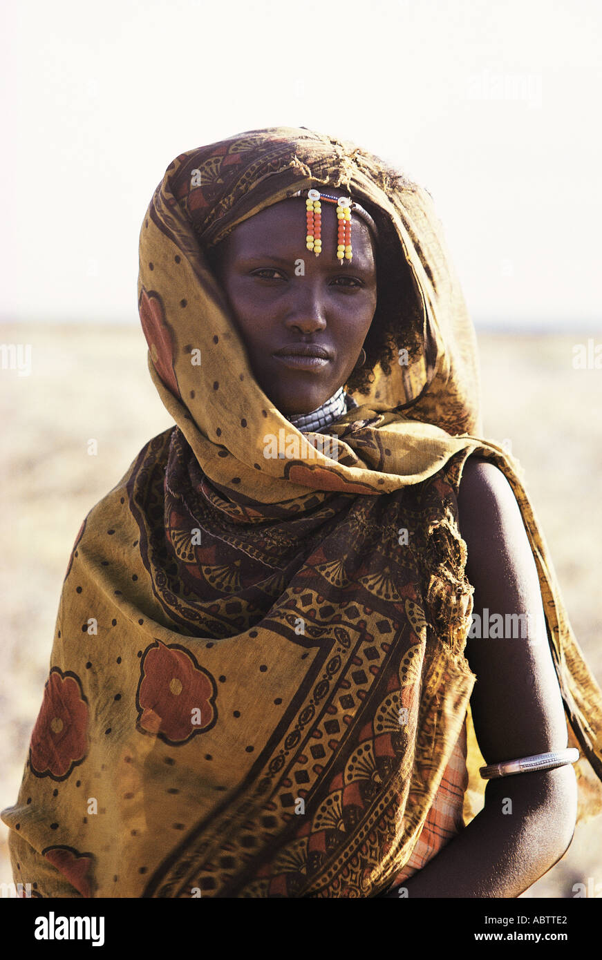 Porträt von Gabbra Frau in der Nähe von Maikona Chalbi Wüste nördlichen Kenia in Ostafrika Stockfoto