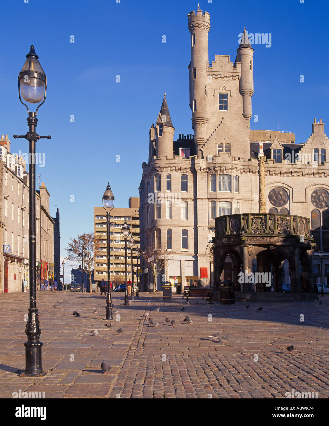 Castlegate und das Mercat Cross, Aberdeen, Schottland, UK Stockfoto