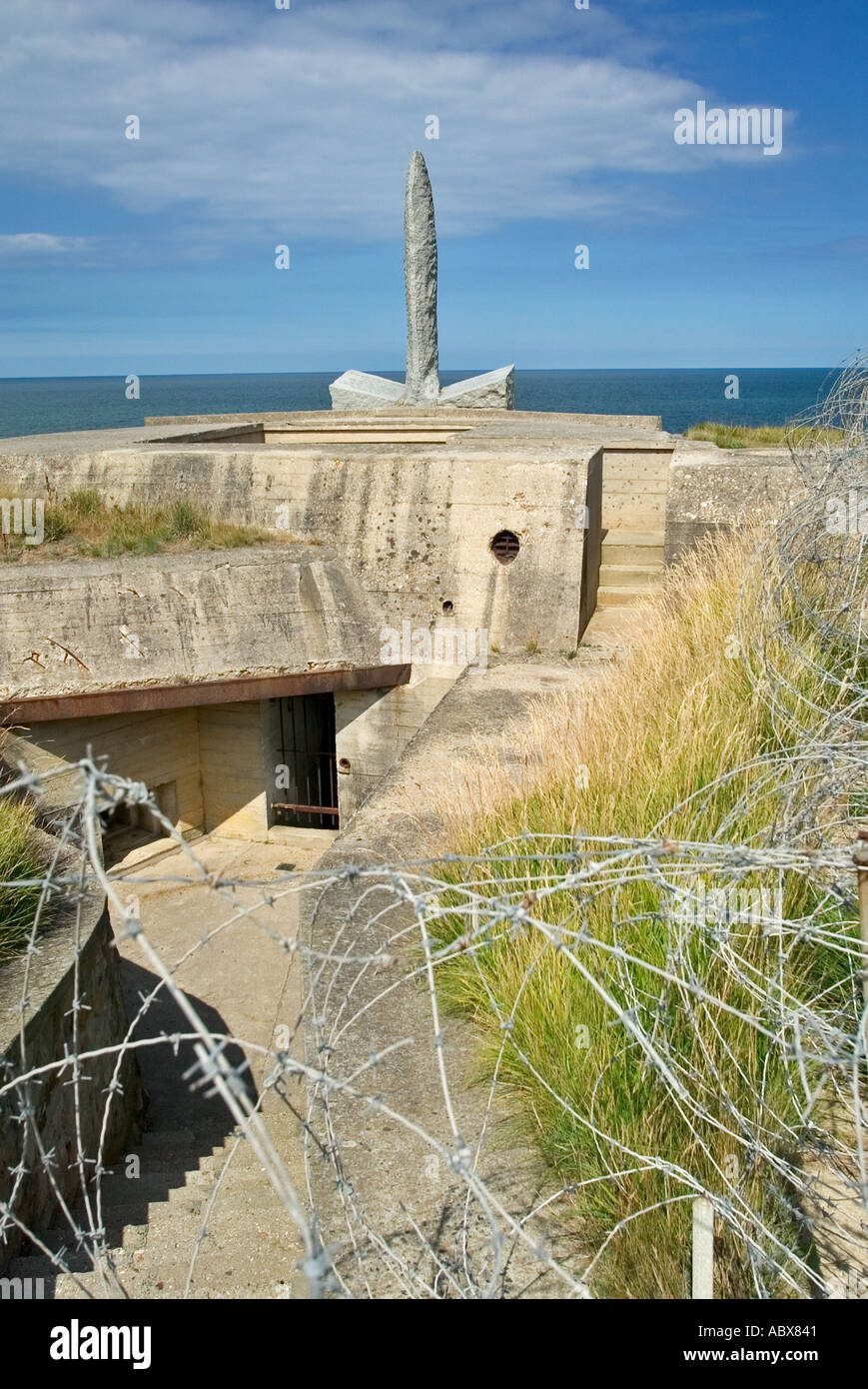 USA-Ranger-Denkmal am Pointe Du Hoc, Normandie, Frankreich Stockfoto