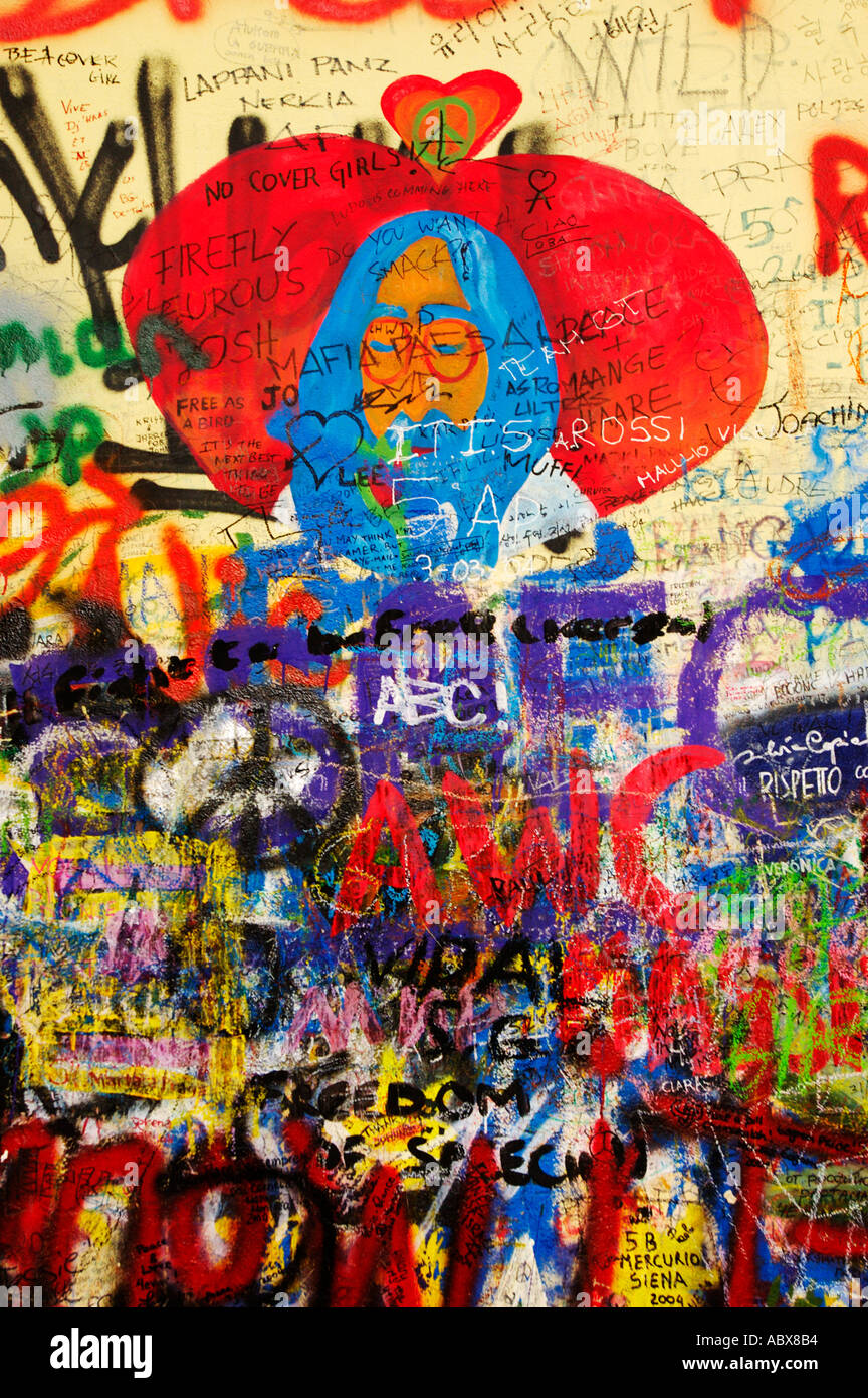 Tschechien, Prag, John-Lennon-Mauer Stockfoto
