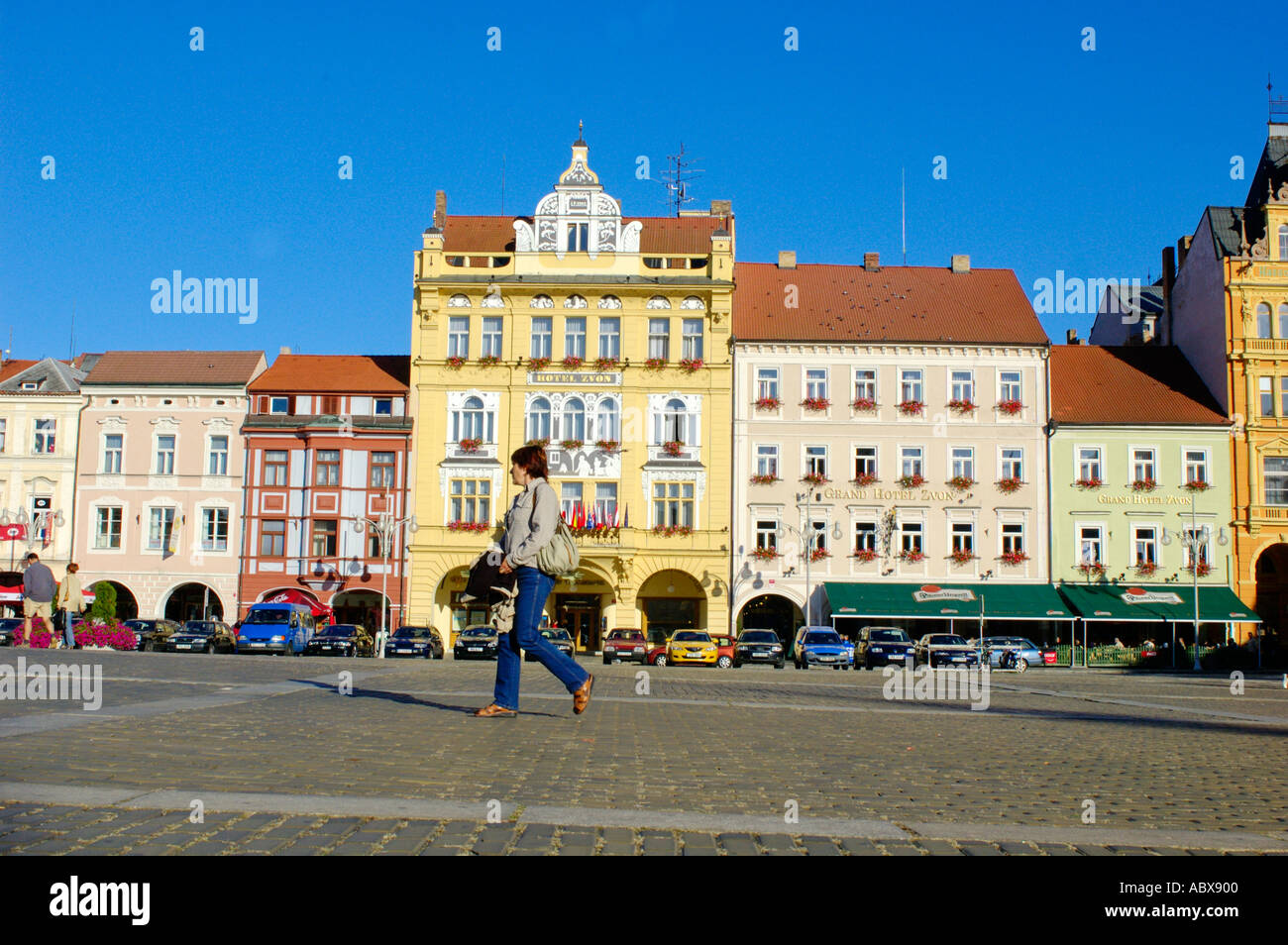 Ceske Budejovice, Tschechische Republik-Hauptplatz Stockfoto