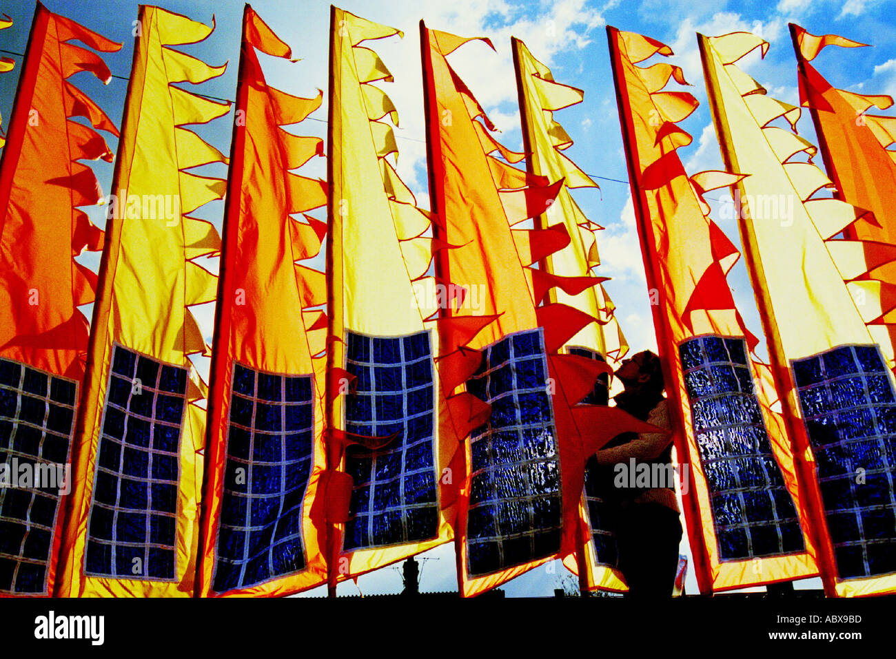 Solar Pannel Banner Display Stockfoto