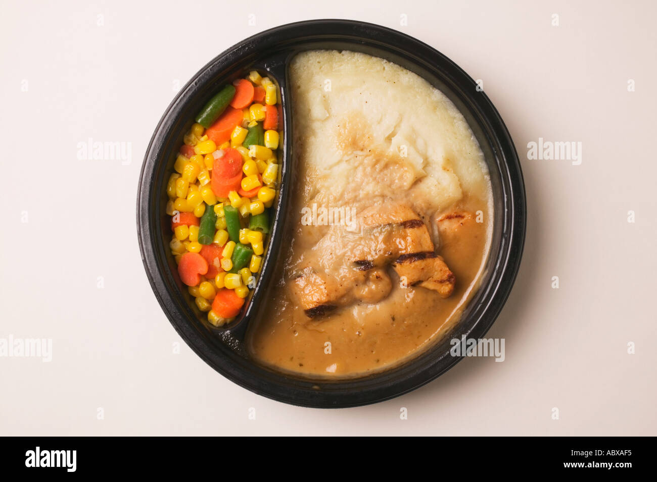 TV Dinner Runde Platte Stockfoto