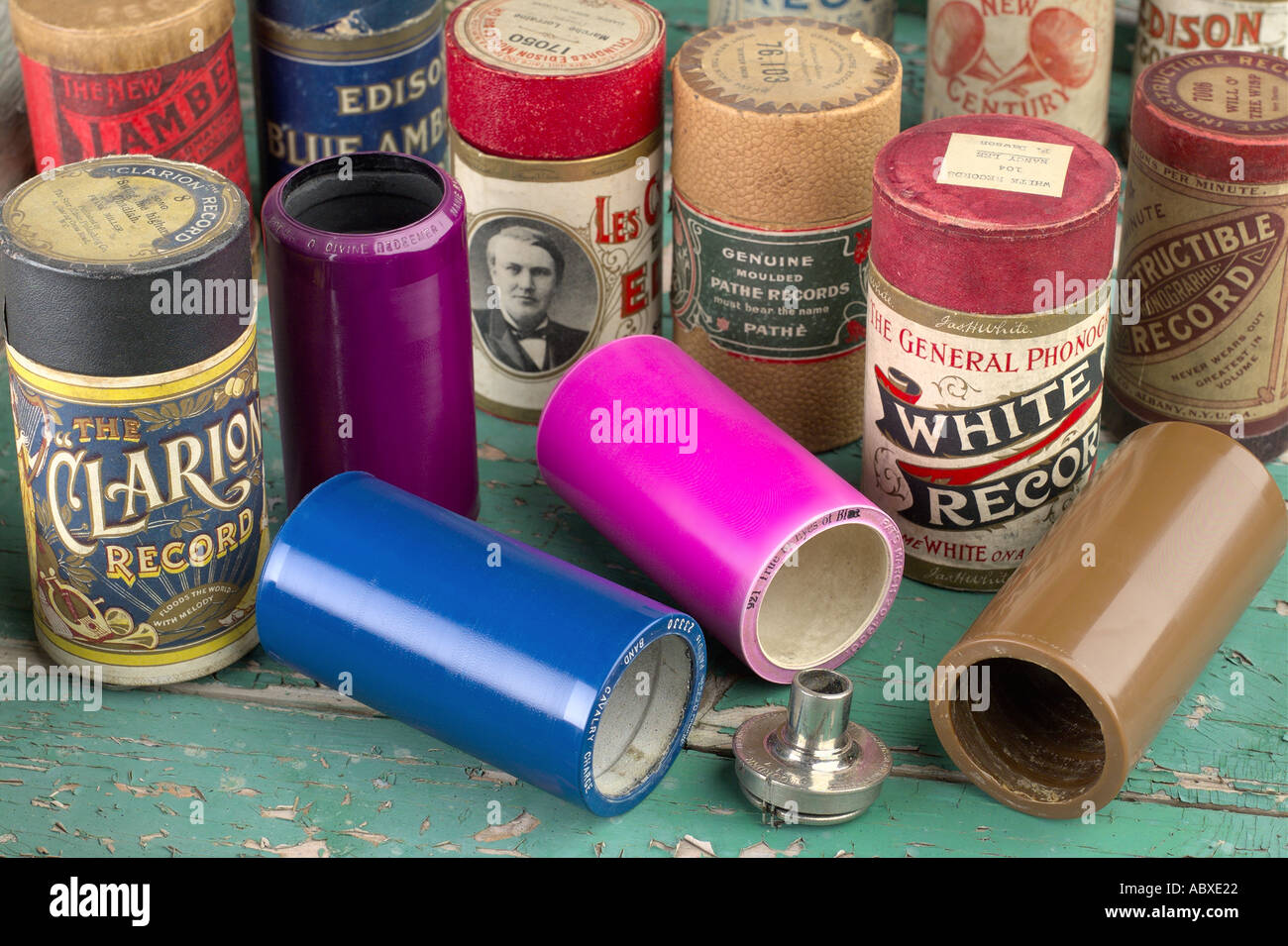 Zylinder-Schallplatten aus dem frühen 20. Jahrhundert. JMH0406 Stockfoto