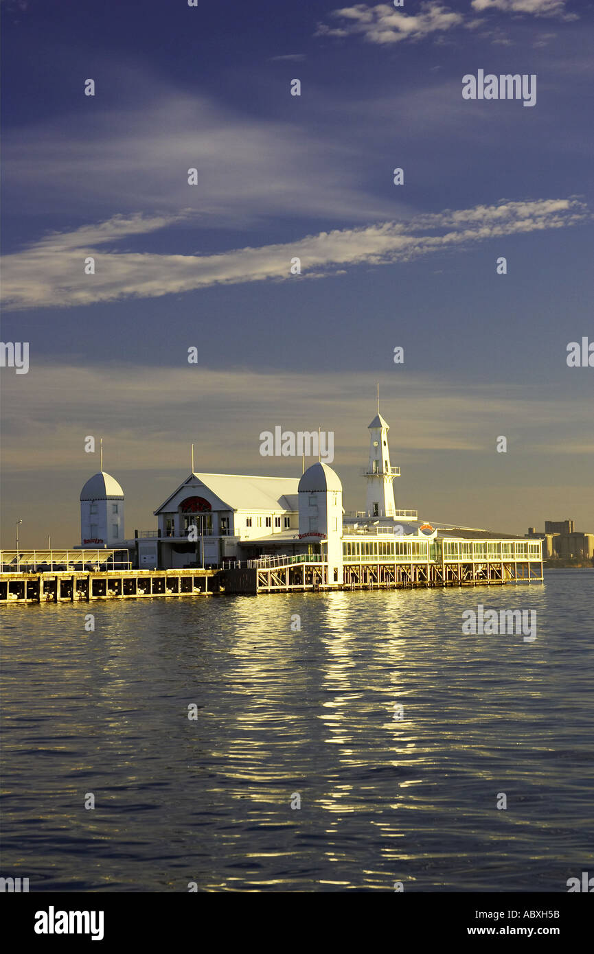 Frühen Licht Cunningham Pier Geelong Port Phillip Bay Victoria Australien Stockfoto