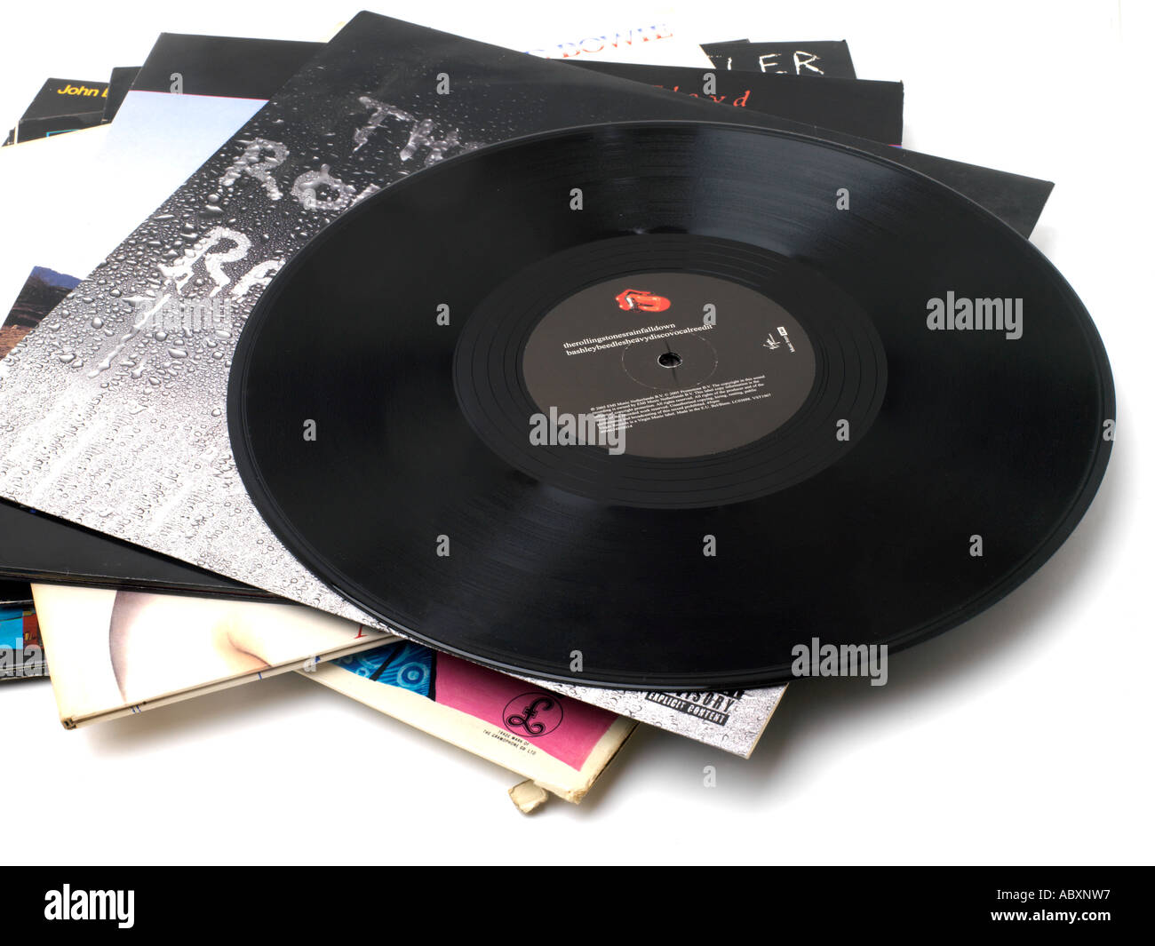 Haufen von Vinyl-Schallplatten Stockfoto