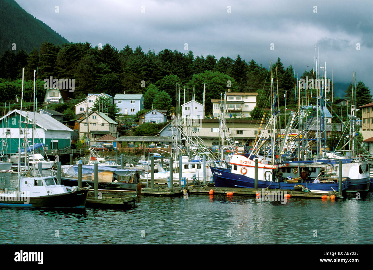 Fischereiflotte in den Hafen von Sitka Alaska AK Stockfoto
