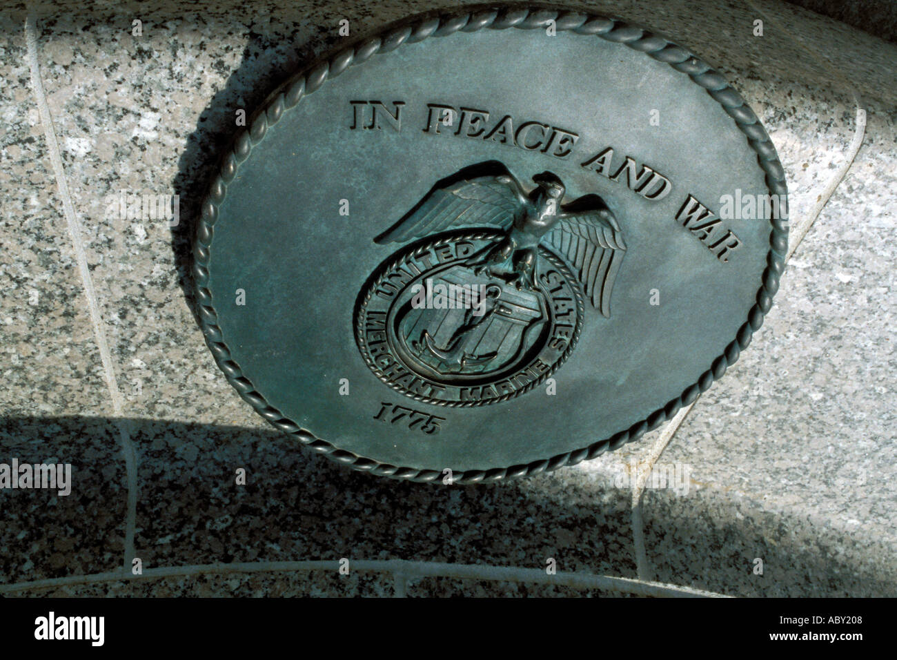 US-Händler Marines versiegeln World War II Memorial World War II Memorial wwII militärisches Denkmal Marker Memento Schrein Stockfoto