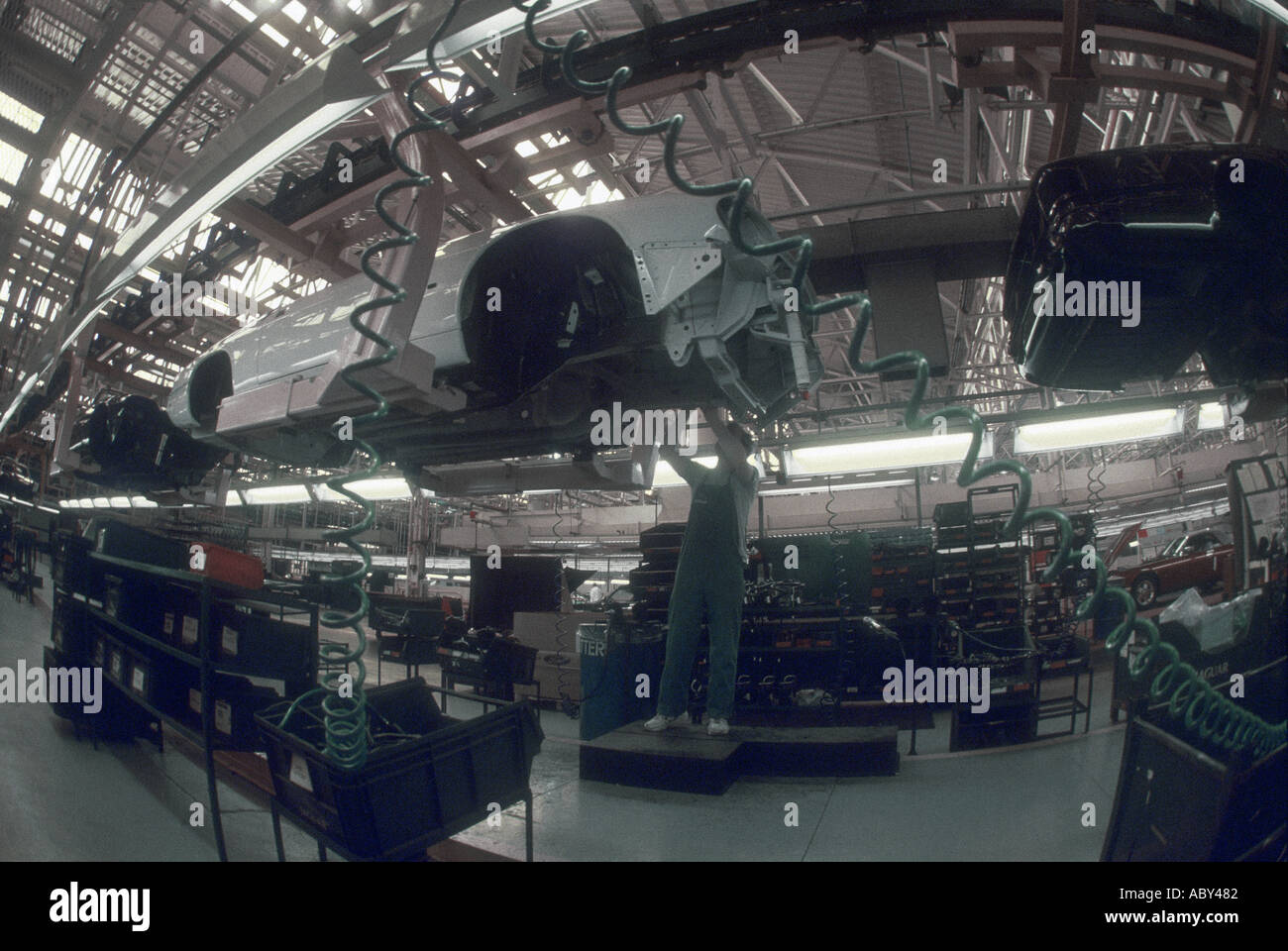 Jaguar Browns Lane Factory und Auto Fließband Stockfoto