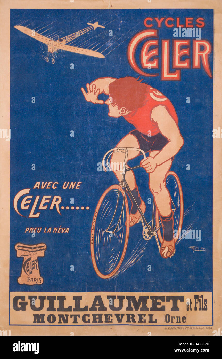 Pre-1. Weltkrieg 1900 1914 Periode Plakat für Celer Zyklen und Luftreifen Guillaumet et Fils Orne, Frankreich Stockfoto