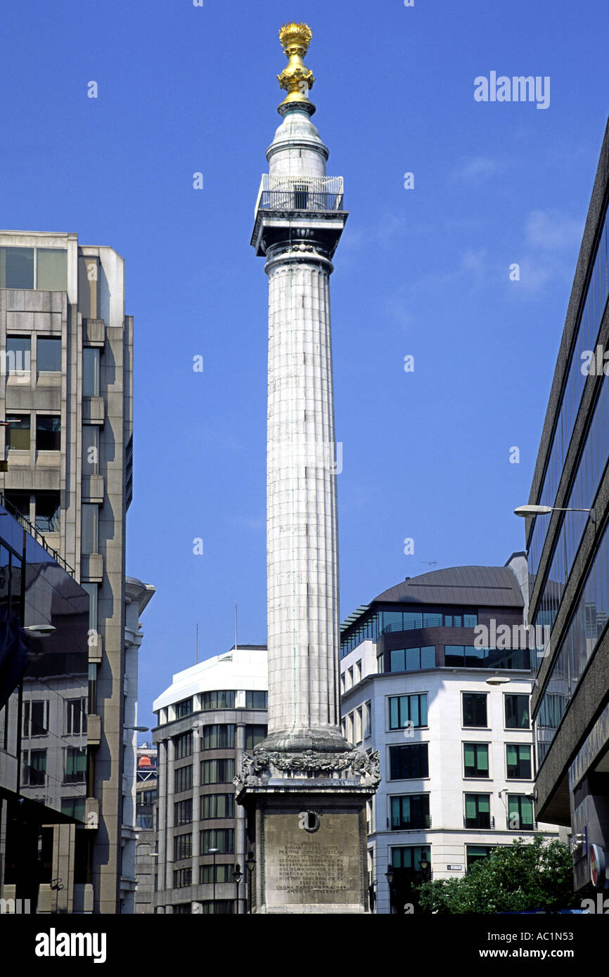Das Denkmal für den großen Brand von London, die 1666 passiert. Stockfoto