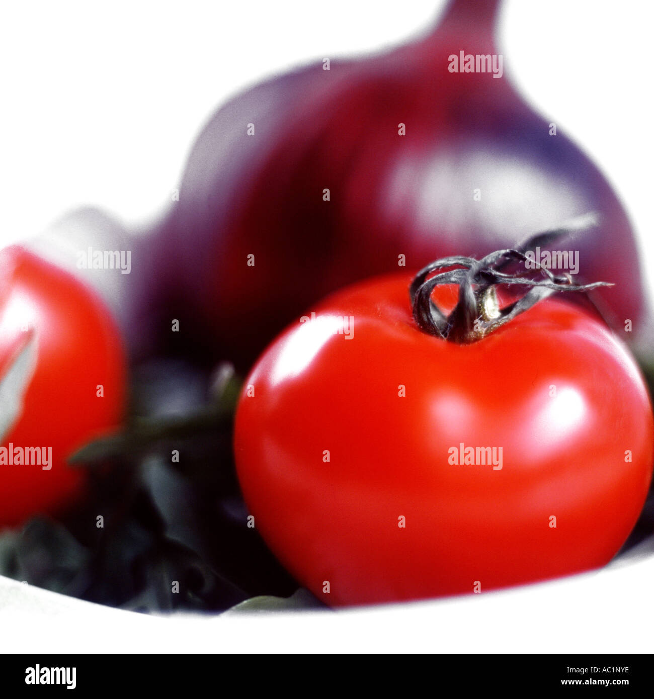 Tomaten-Zwiebel-Gemüse Stockfoto