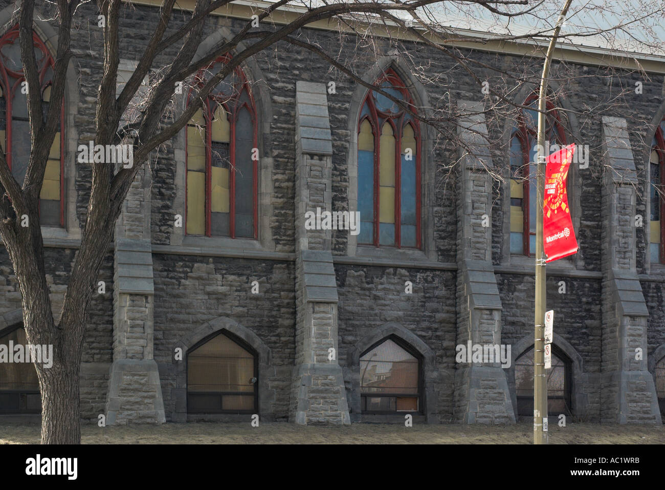 Eine stillgelegte Kirche bereit für Demilition in der Innenstadt von Montreal Stockfoto