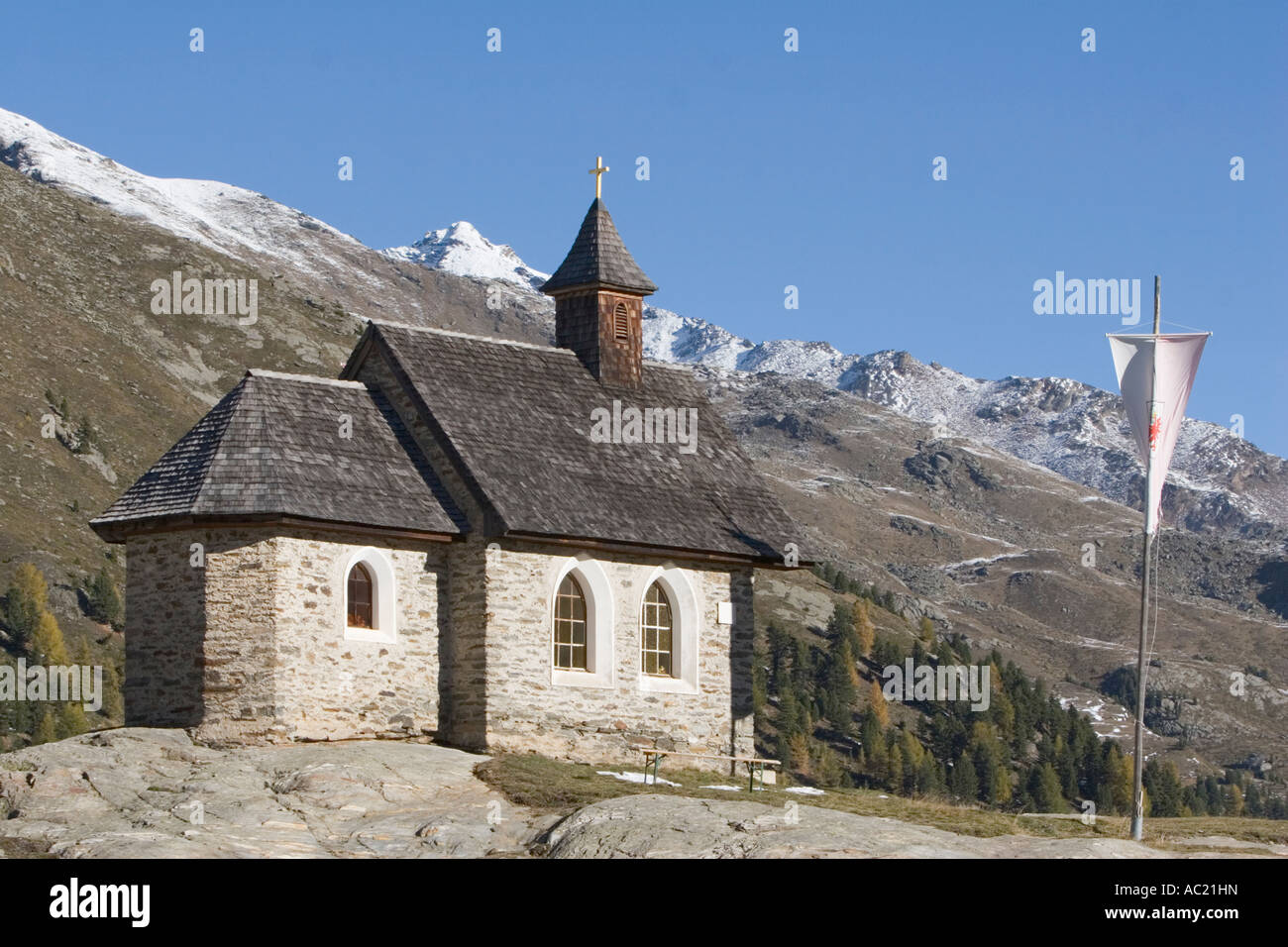 Klösterle-Kapelle über Rifugio Nino Corsi 2264m, Val Martello, Italienische Alpen Stockfoto