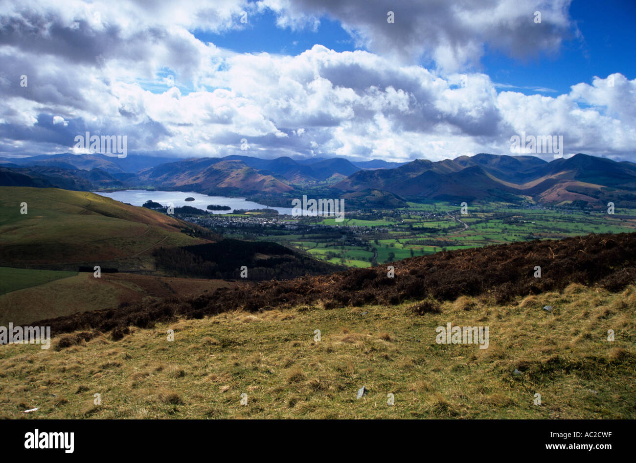 Blick vom Skiddaw blicken nach Keswick und Derwent Wasser Seenplatte Cumbria UK Stockfoto Blick vom Skiddaw blicken nach Keswick und Derwent Wasser Seenplatte Cumbria UK Stockfoto