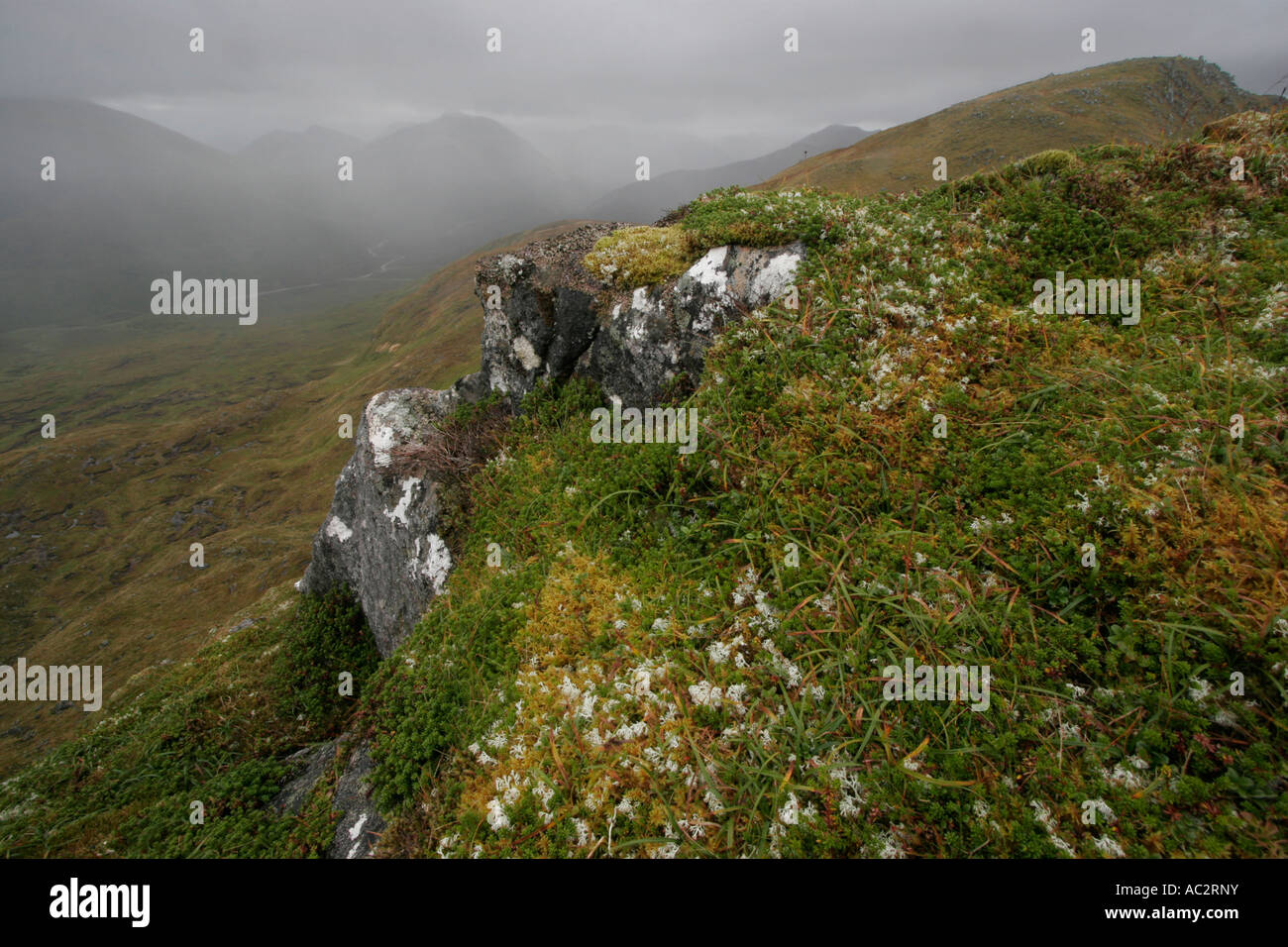 Stürmische Berglandschaft in Glen Affric, Schottland Stockfoto