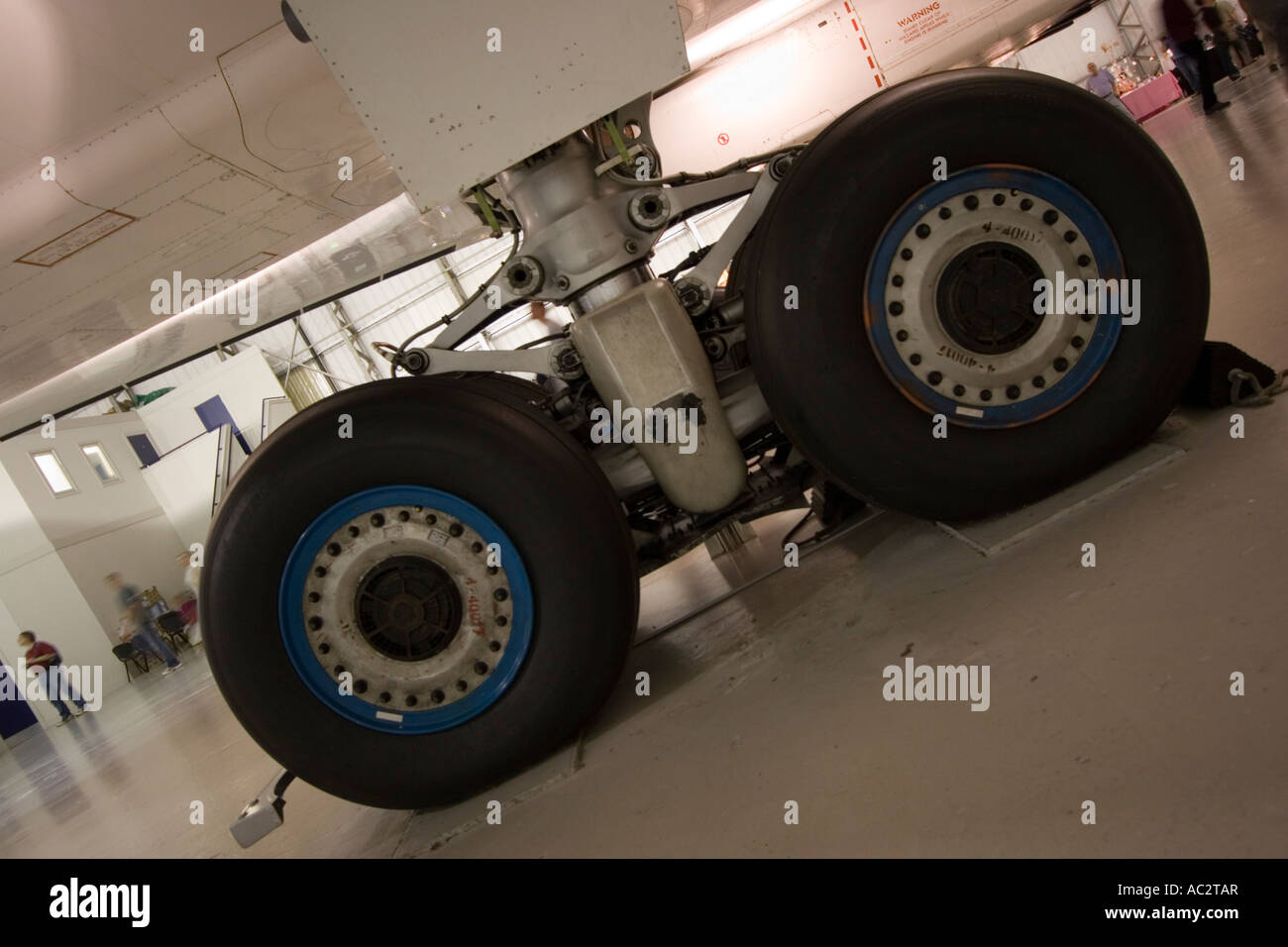 Detail der Concorde Fahrwerk bei Concord Display im Osten Fortune Museum of Flight in East Lothian, Scotland Stockfoto