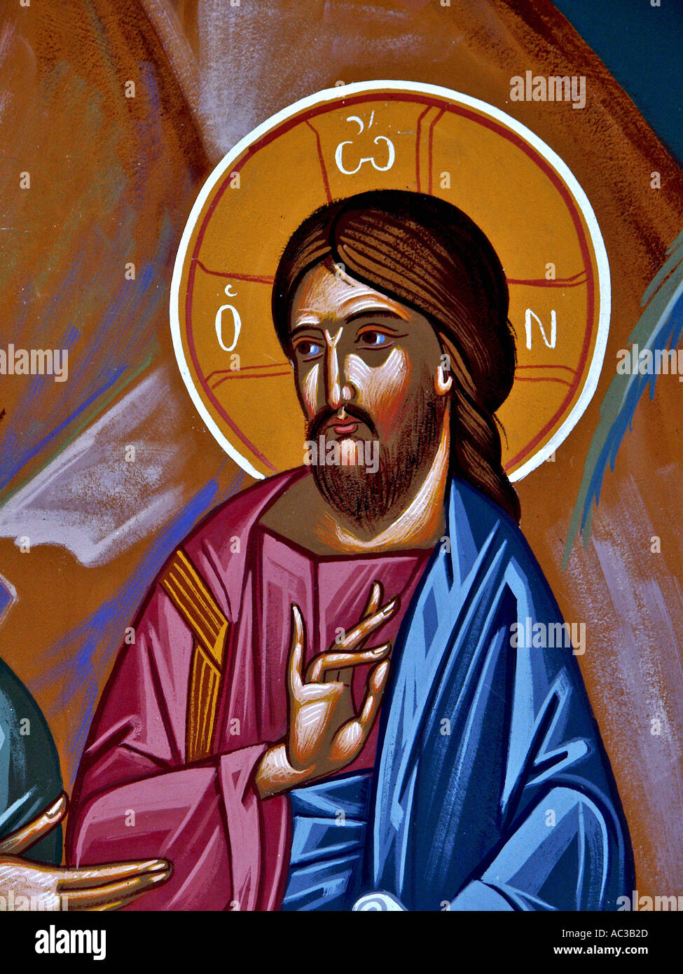 Jesus Christus Segen Porträt Wand Abbildung Kreta Krete Insel Griechenland Stockfoto