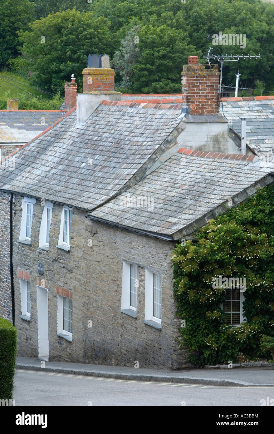 Cottage und Dächer in Padstow, Cornwall, England Stockfoto