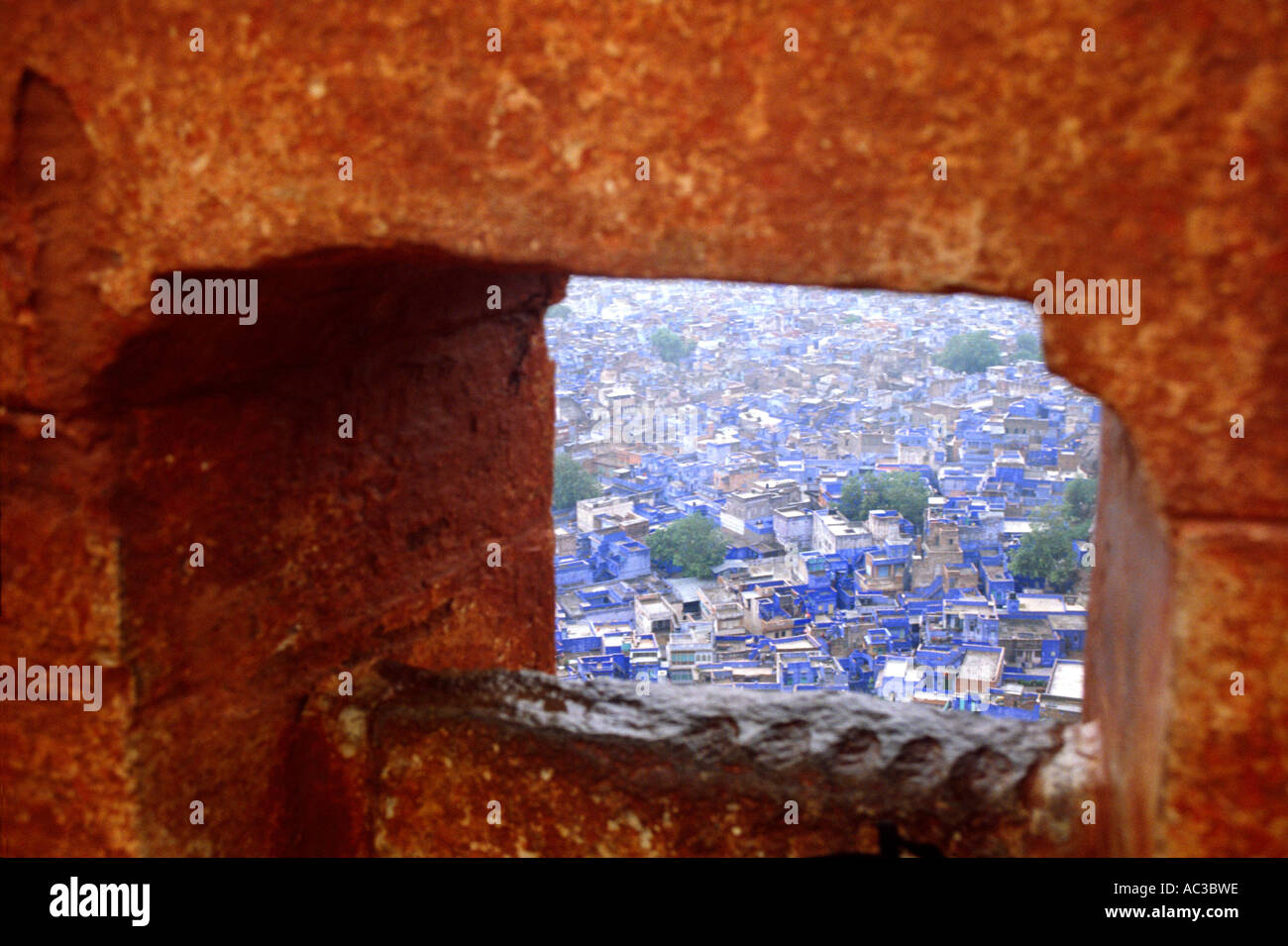 Blick über die blaue Stadt Jodpur Stockfoto