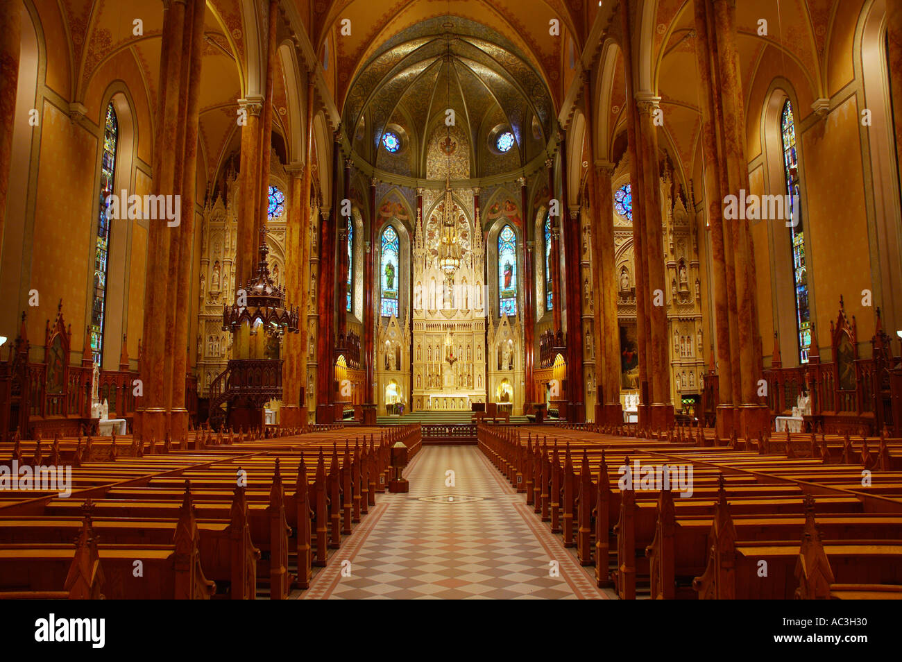 Innenraum der St. Patricks Basilika katholische Kirche Montreal Zentrum Insel Stockfoto