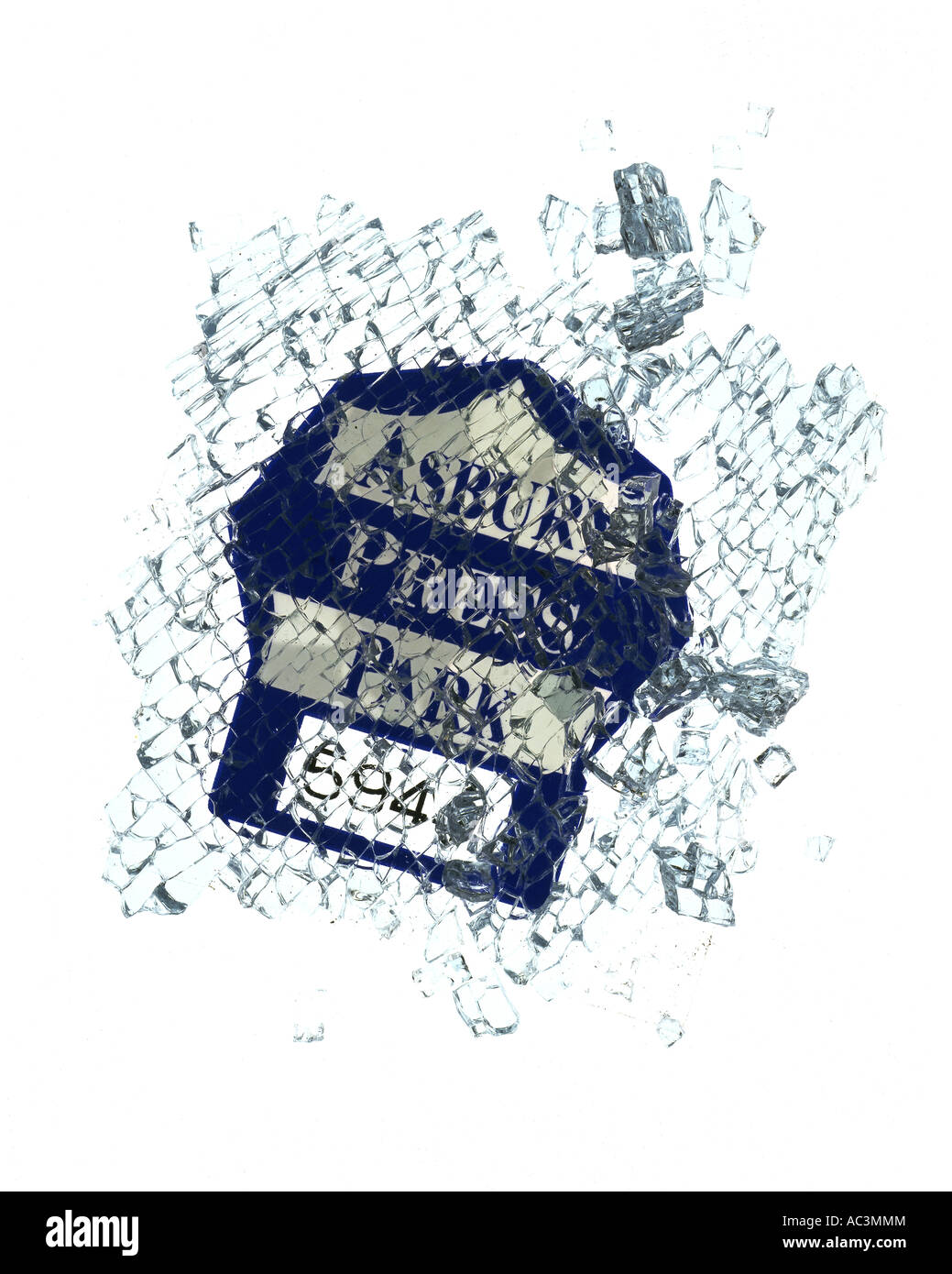 Zerbrochenes Fensterglas Stockfoto