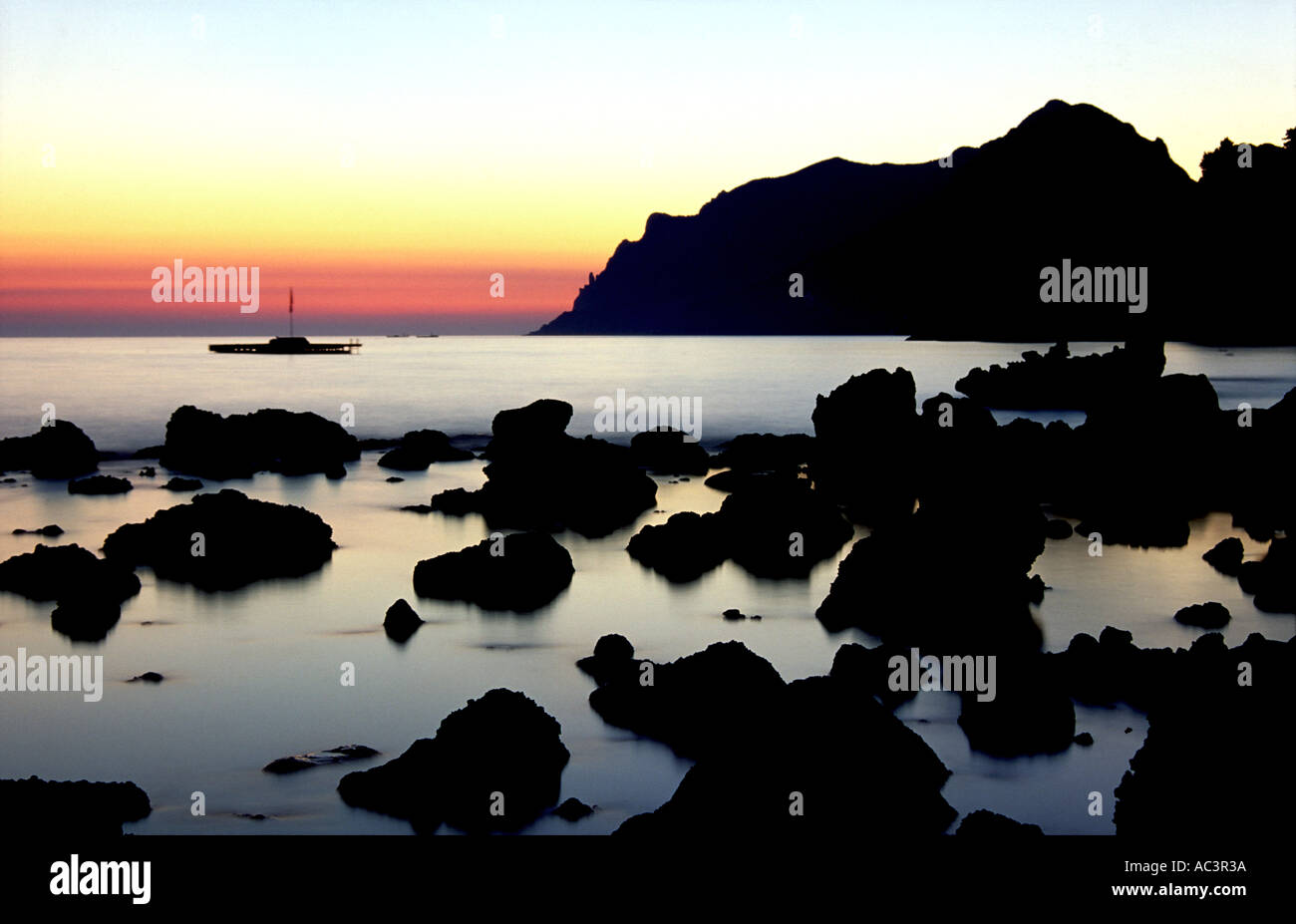 Nach Sonnenuntergang Pelekas Strand Cofu Stockfoto