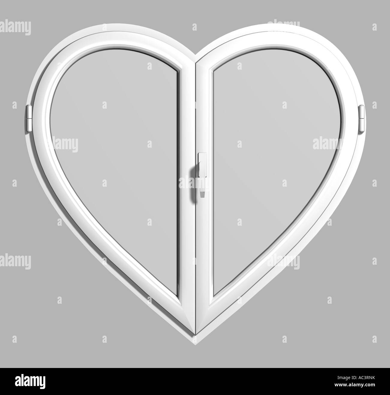 Weißes Herz geformten PVC-Fenster-Ausschnitt Stockfoto