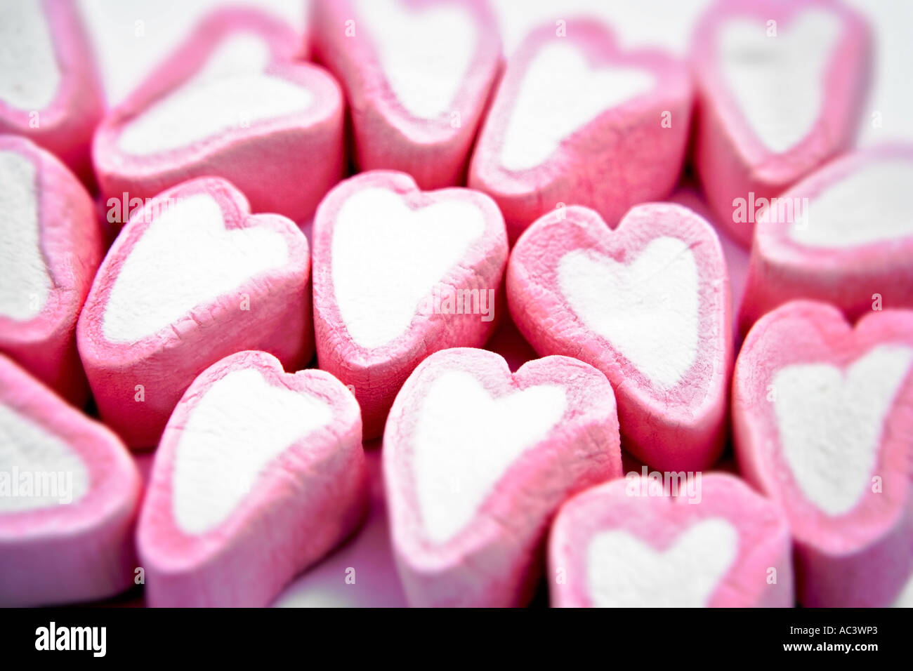 Marshmellow-Herzen Stockfoto